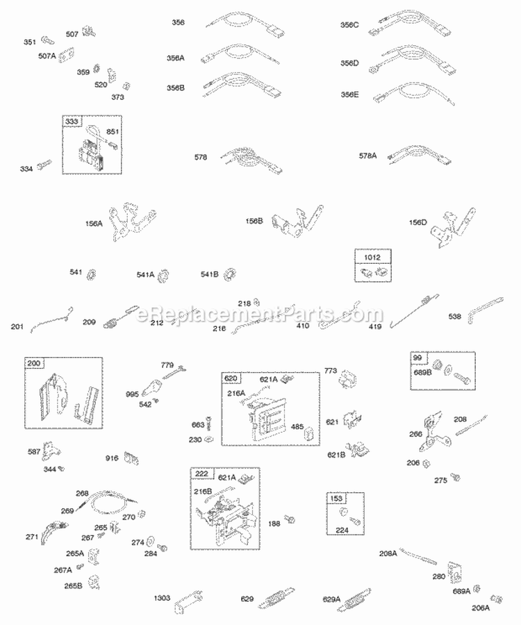 Controls Governor Spring Ignition Diagram and Parts List for  Briggs and Stratton Engine